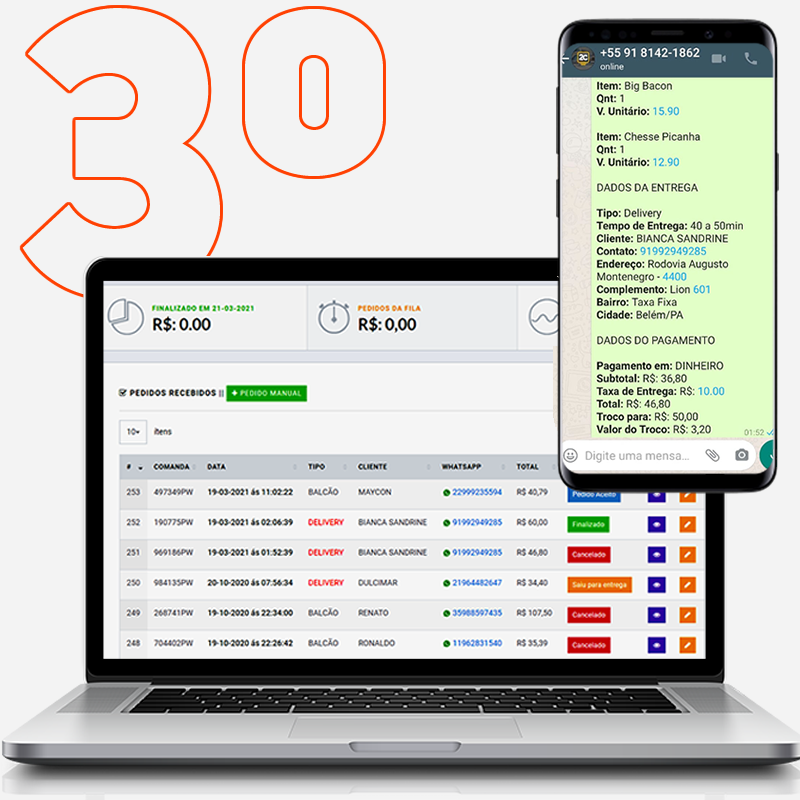 Recebimento de pedidos